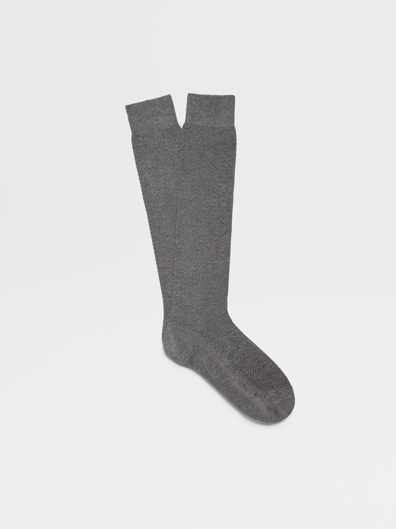 Grey Chevron Mid Calf Socks
